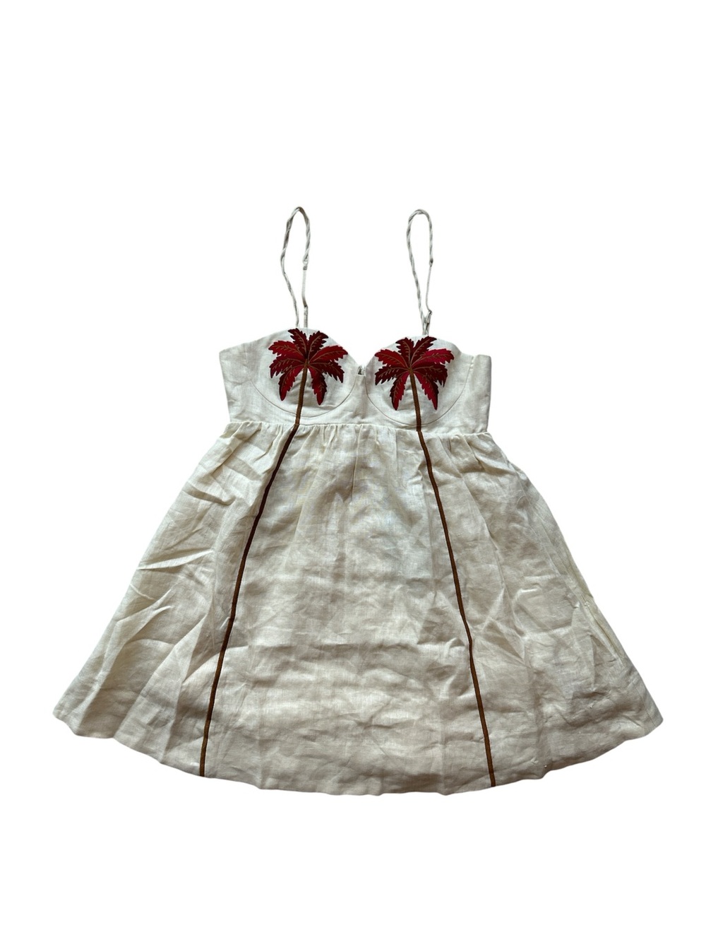 FARM Rio Coconut Tree Embroidered Mini Dress Linen Size Medium NWT - Picture 5 of 11